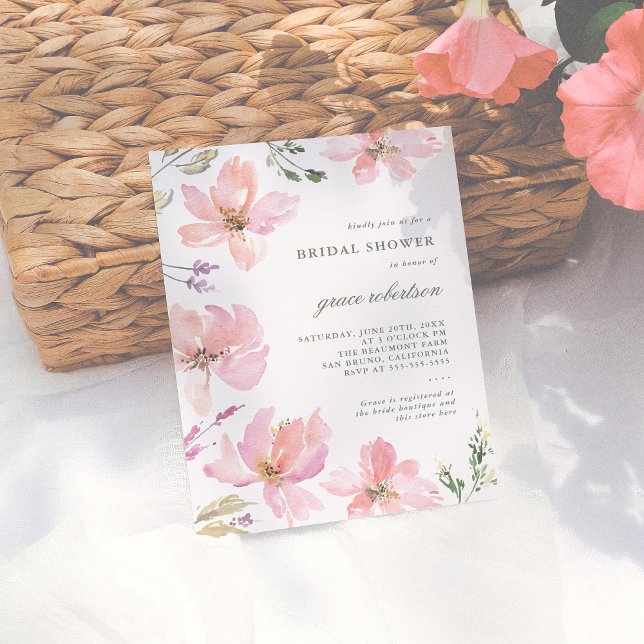Elegant Spring Watercolor Floral Bridal Shower Invitation Postcard (Creator Uploaded)