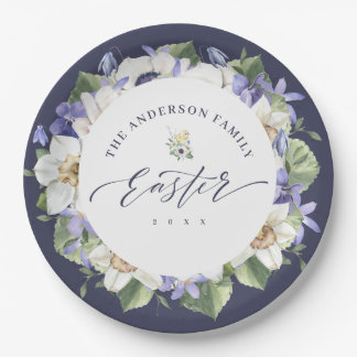 Elegant Spring Watercolor Floral Easter Paper Plat Plates