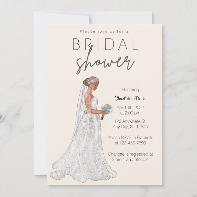 Elegant Spring Wedding Gown Bridal Shower Invitati Invitation (Front)