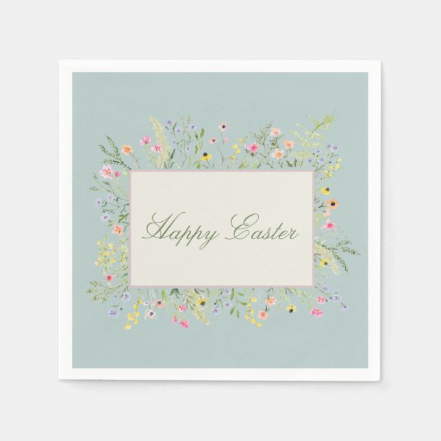 Elegant Spring Wildflower Easter Napkins (Front)