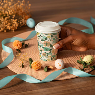 Elegant Spring Wildflower Floral Easter Bunny Paper Cups