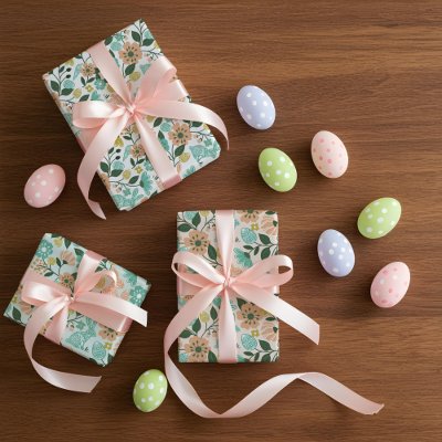Elegant Spring Wildflower Floral Easter Bunny Wrapping Paper Sheets