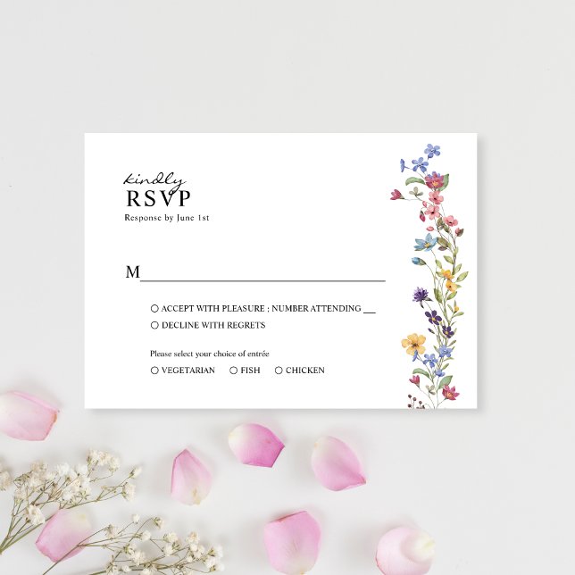 Elegant Spring Wildflower Floral Garden Wedding RSVP Card (Creator Uploaded)