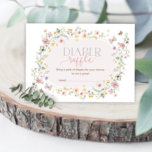 Elegant Spring Wildflower Garden Diaper Raffle Enclosure Card