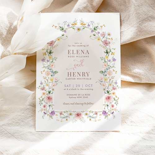Elegant Spring Wildflower Meadow Fairytale Wedding Invitation