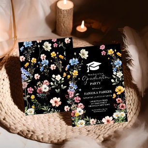 Elegant Spring Wildflower Meadow Garden Graduation Invitation