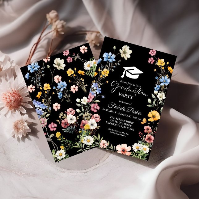 Elegant Spring Wildflower Meadow Garden Graduation Invitation (Creator Uploaded)