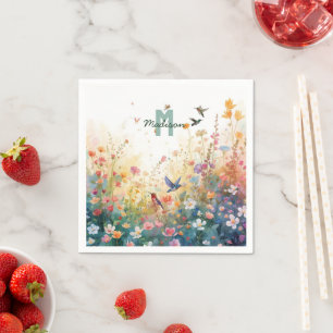 Elegant Spring Wildflower Rose Garden Birds Napkins