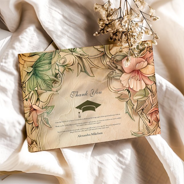 Elegant Spring Wildflowers Graduation Party Thank You Card (Creator Uploaded)