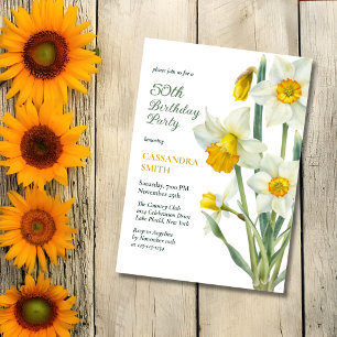 Elegant Spring Yellow Daffodil Floral Birthday Invitation
