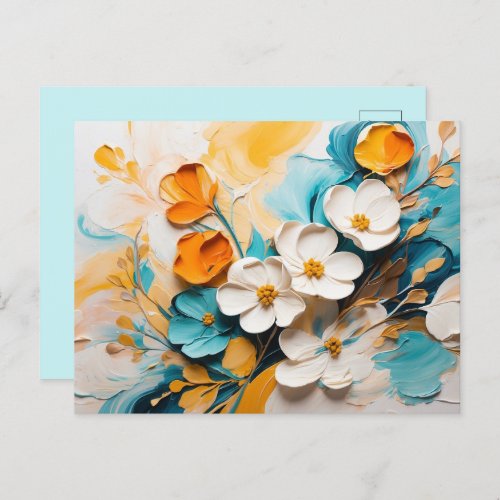 Elegant Springtime Floral Oil Acrylic Postcard