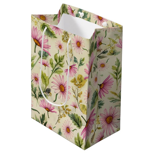 Elegant Springtime Flowers  Medium Gift Bag (Front Angled)