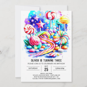 Elegant Sprinkles Candy Birthday Invitation