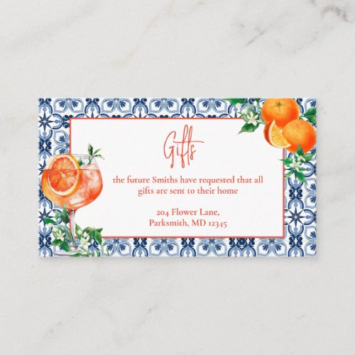 Elegant Spritz Orange Details Gifts Enclosure Card