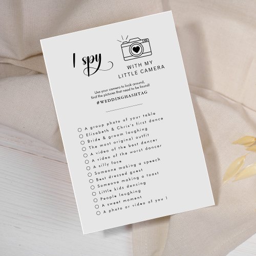 Elegant Spy Wedding Photo Hunt Game Program