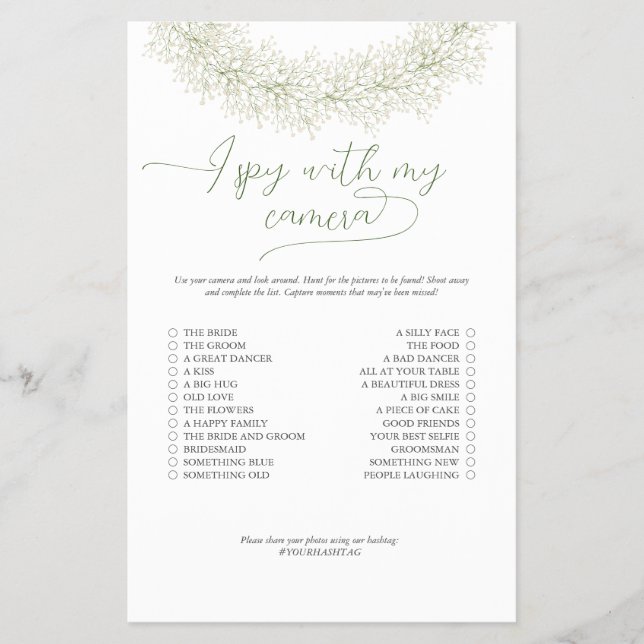 Elegant Spy With Camera Bridal Shower Game Flyer (Front)