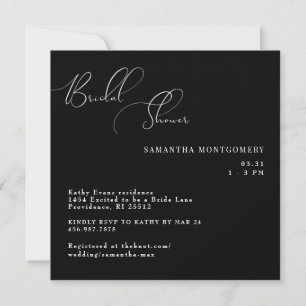 Elegant Square Black Bridal Shower Save The Date