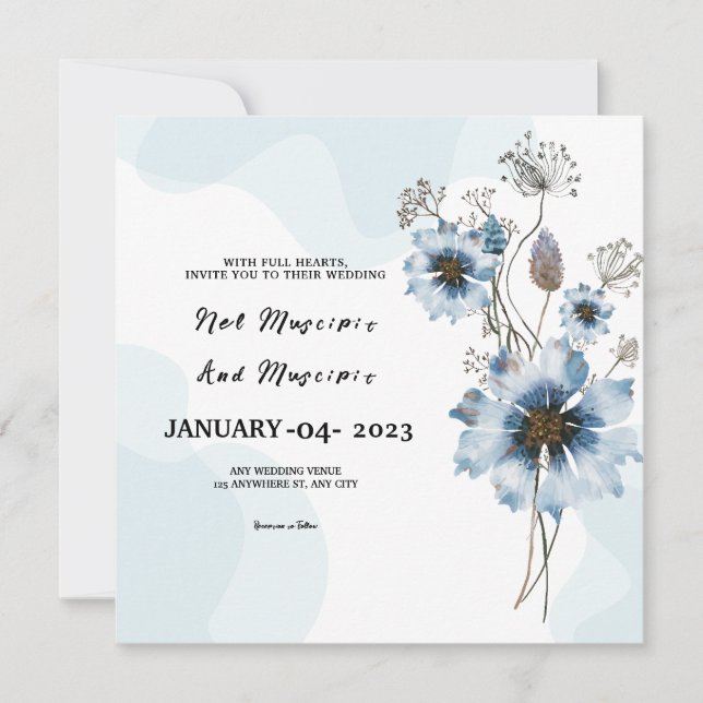 Elegant Square Card Wedding Invitation Card Design (Front)