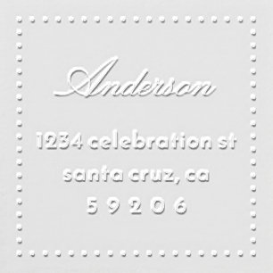 Elegant Square Dotted Border Family Return Address Embosser
