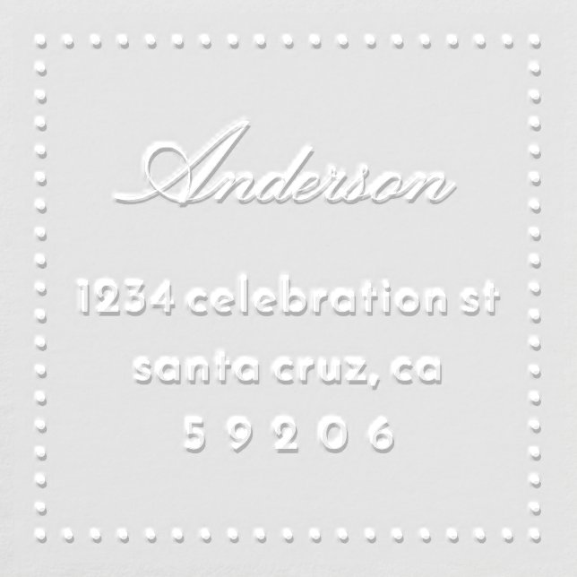 Elegant Square Dotted Border Family Return Address Embosser (Design)