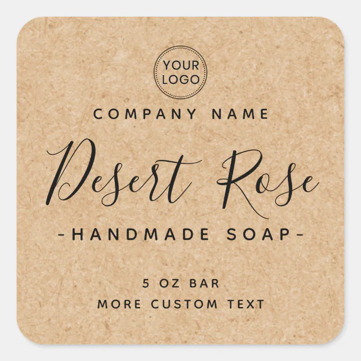 Elegant square Kraft paper look product labels | Zazzle