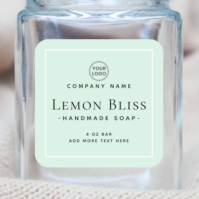 Elegant square light mint green product label (Creator Uploaded)