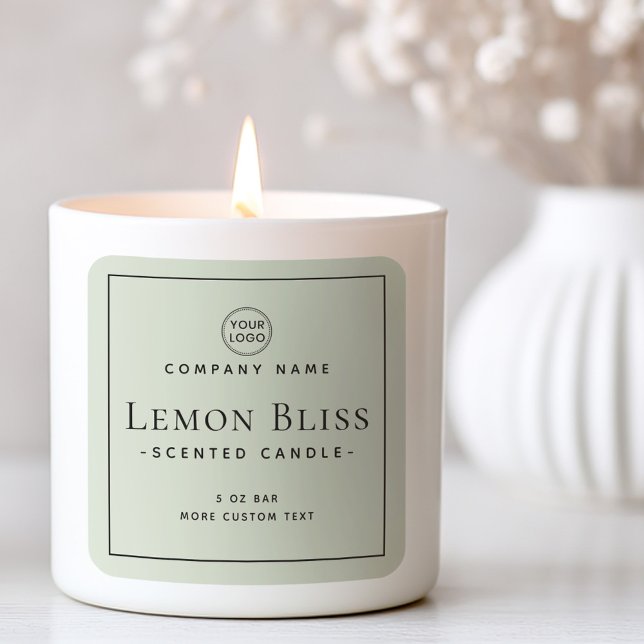 Elegant square light sage green product label (Elegant square light sage green product label)