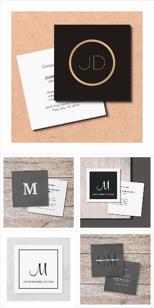 Elegant Square Monogram Business Card