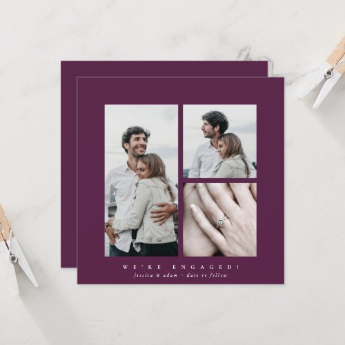 Elegant Square Multi Photo Engagement Announcement