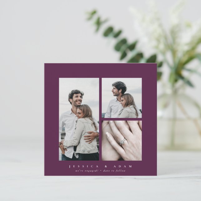 Elegant Square Multi Photo Engagement Announcement (Standing Front)