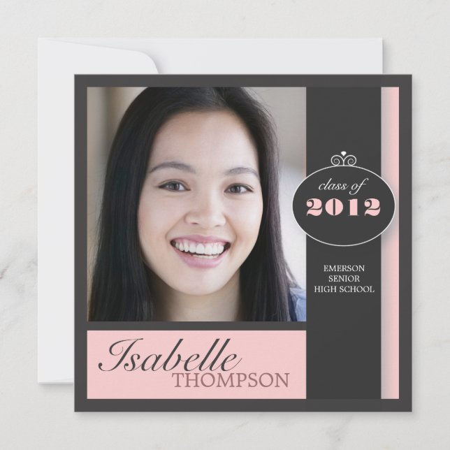 Elegant Square Pink Modern Graduation Party Invitation (Front)