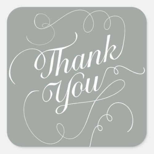 Elegant Square Thank You Sticker  Envelope Seal