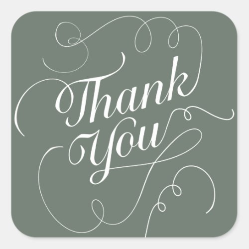 Elegant Square Thank You Sticker  Envelope Seal