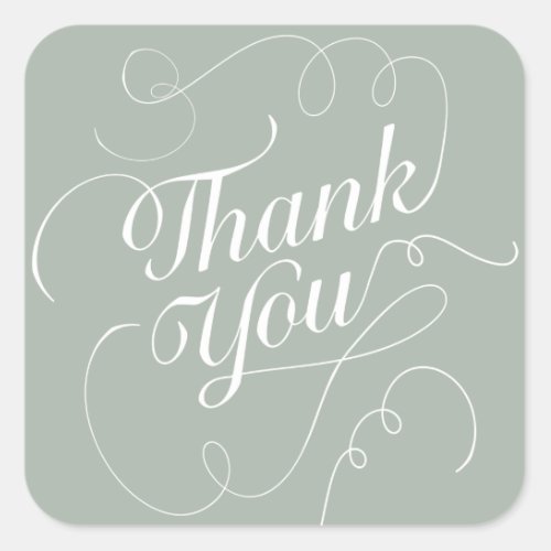 Elegant Square Thank You Sticker  Envelope Seal