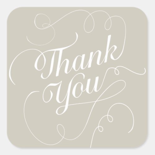 Elegant Square Thank You Sticker  Envelope Seal