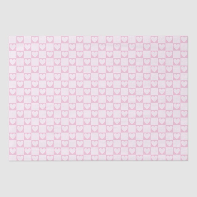 Elegant Squares of Very Soft Pink Hearts Tissue Paper (Front)