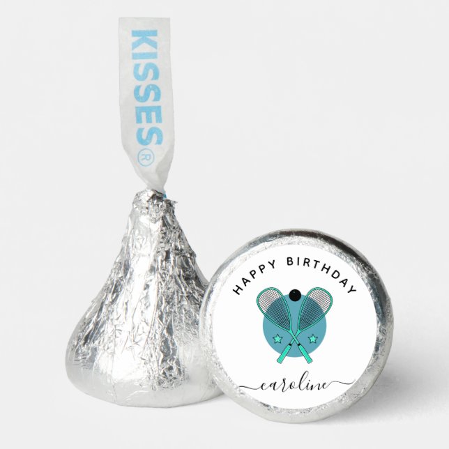 Elegant Squash Rackets & Girls Name Birthday Hershey®'s Kisses® (Front)