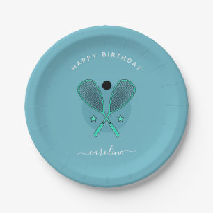 Elegant Squash Rackets & Girls Name Birthday Party Paper Plates