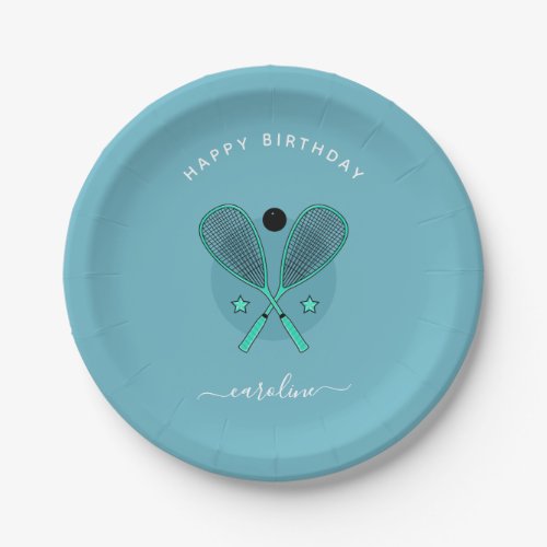 Elegant Squash Rackets  Girls Name Birthday Party Paper Plates