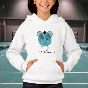 Elegant Squash Rackets & Girls Name Sport Design Hoodie