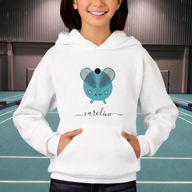 Elegant Squash Rackets & Girls Name Sport Design   Hoodie (Creator Uploaded)