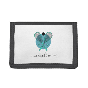 Elegant Squash Rackets & Girls Name Sport Design Trifold Wallet