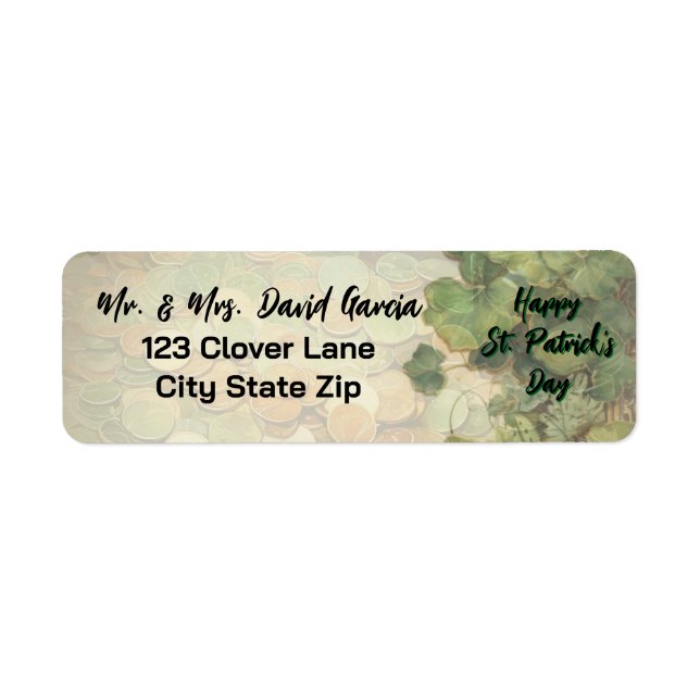 Elegant St. Patrick’s Day Green Clover Label (Front)