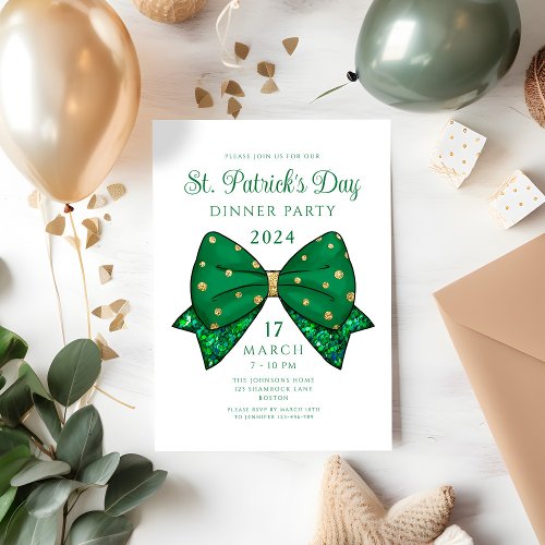 Elegant St Patricks Day Dinner Party Invitation