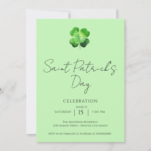 Elegant St Patricks Day Party  Invitation (Front)