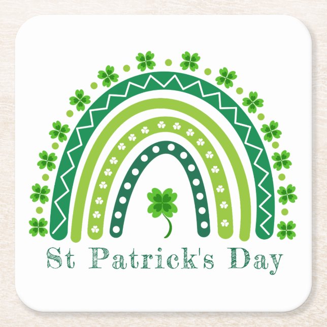 Elegant St. Patrick's Day Party Square Paper Coaster (Front)