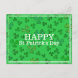 Elegant St Patrick&#39;s Day Shamrock Pattern - Green Postcard
