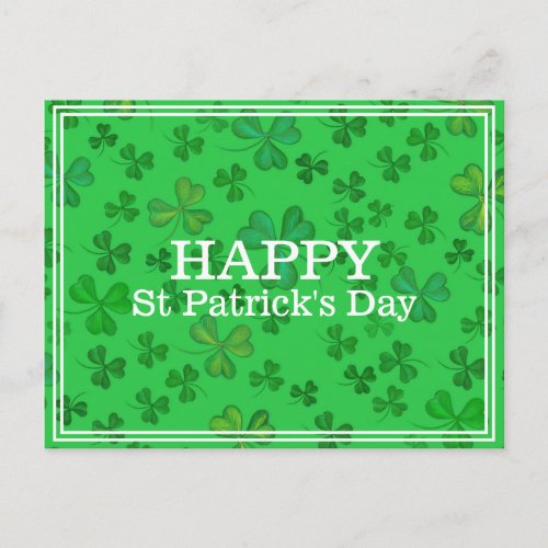 Elegant St Patricks Day Shamrock Pattern _ Green Postcard