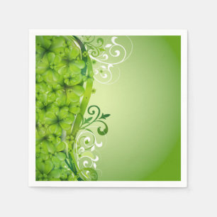 Elegant St. Patrick's Day Shamrocks and Scrolls Napkins