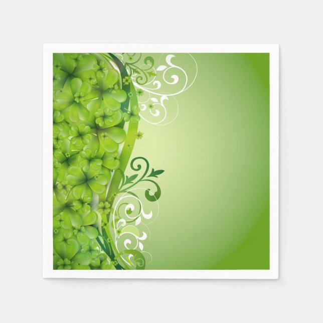 Elegant St. Patrick's Day Shamrocks and Scrolls Napkins (Front)
